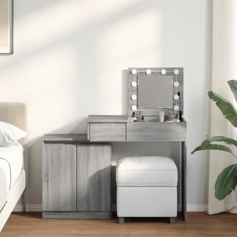 Coiffeuse avec LED sonoma gris 115x37x110,5 cm Coiffeuse avec LED sonoma gris 115x37x110,5 cm
