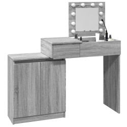 Coiffeuse avec LED sonoma gris 115x37x110,5 cm 