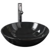 Lavabo de bain avec robinet et drain à poussoir Verre trempé 