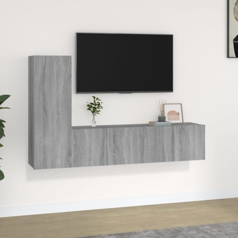 Ensemble de meubles TV 3 pcs Sonoma gris Bois d'ingénierie 