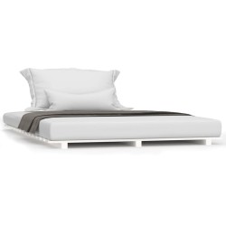 Cadre de lit sans matelas blanc 135x190 cm bois de pin massif 