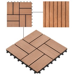Carreaux de terrasse 22 pcs 30 x 30 cm 2 m² WPC Marron 
