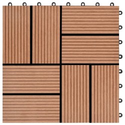 Carreaux de terrasse 22 pcs 30 x 30 cm 2 m² WPC Marron 