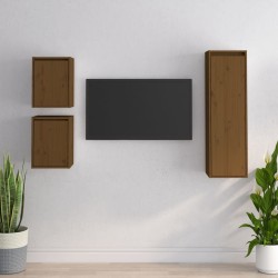 Meubles TV 3 pcs Marron miel Bois massif de pin 