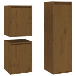 Meubles TV 3 pcs Marron miel Bois massif de pin 