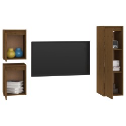 Meubles TV 3 pcs Marron miel Bois massif de pin 