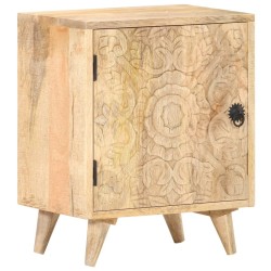 Table de chevet sculptée 40x30x50 cm Bois de manguier massif 