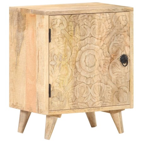 Table de chevet sculptée 40x30x50 cm Bois de manguier massif 