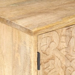 Table de chevet sculptée 40x30x50 cm Bois de manguier massif 