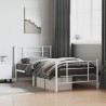 Cadre de lit métal sans matelas et pied de lit blanc 107x203 cm 