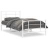 Cadre de lit métal sans matelas et pied de lit blanc 107x203 cm 