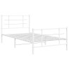 Cadre de lit métal sans matelas et pied de lit blanc 107x203 cm 