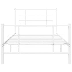 Cadre de lit métal sans matelas et pied de lit blanc 107x203 cm 