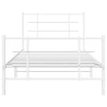 Cadre de lit métal sans matelas et pied de lit blanc 107x203 cm 
