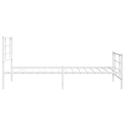 Cadre de lit métal sans matelas et pied de lit blanc 107x203 cm 