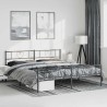 Cadre de lit métal sans matelas avec pied de lit noir 193x203cm 
