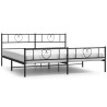 Cadre de lit métal sans matelas avec pied de lit noir 193x203cm 