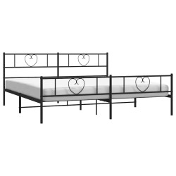 Cadre de lit métal sans matelas avec pied de lit noir 193x203cm 