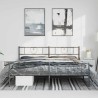 Cadre de lit métal sans matelas avec pied de lit noir 193x203cm 