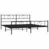 Cadre de lit métal sans matelas avec pied de lit noir 193x203cm 