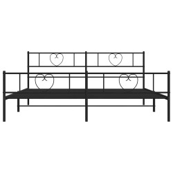 Cadre de lit métal sans matelas avec pied de lit noir 193x203cm 