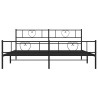 Cadre de lit métal sans matelas avec pied de lit noir 193x203cm 