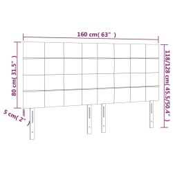 Tête de lit à LED Taupe 160x5x118/128 cm Tissu 