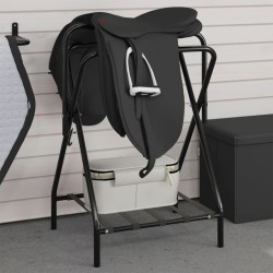 Porte-selle pliable autoportant noir fer 