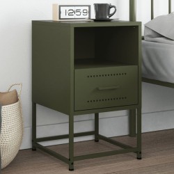 Table de chevet vert olive 36x39x60,5 cm acier 