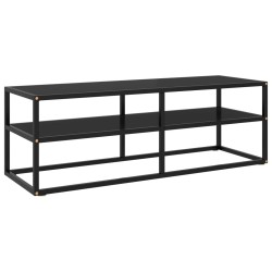 Meuble TV noir avec verre noir 120x40x40 cm 