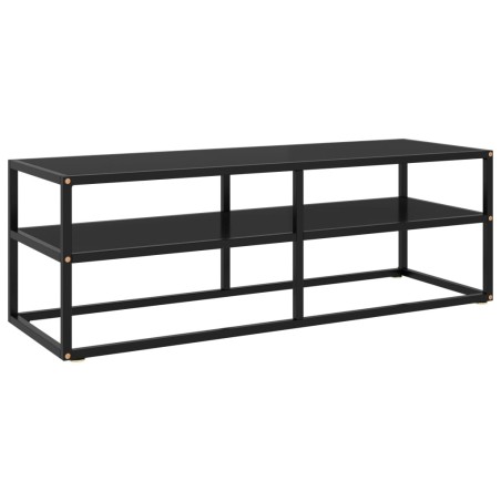 Meuble TV noir avec verre noir 120x40x40 cm 