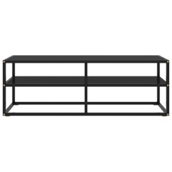 Meuble TV noir avec verre noir 120x40x40 cm 