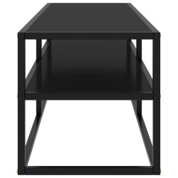 Meuble TV noir avec verre noir 120x40x40 cm 