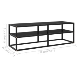 Meuble TV noir avec verre noir 120x40x40 cm 