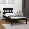 Cadre de lit sans matelas noir 75x190 cm bois massif 