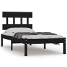 Cadre de lit sans matelas noir 75x190 cm bois massif 