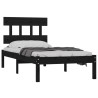 Cadre de lit sans matelas noir 75x190 cm bois massif 