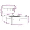 Cadre de lit sans matelas noir 75x190 cm bois massif 