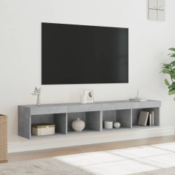 Meubles TV avec lumières LED 2 pcs gris béton 80x30x30 cm 