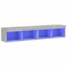 Meubles TV avec lumières LED 2 pcs gris béton 80x30x30 cm 