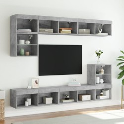 Meubles TV avec lumières LED 2 pcs gris béton 80x30x30 cm 