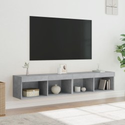 Meubles TV avec lumières LED 2 pcs gris béton 80x30x30 cm 