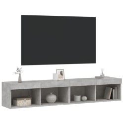 Meubles TV avec lumières LED 2 pcs gris béton 80x30x30 cm 