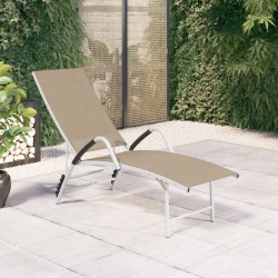 Chaise longue Textilène et aluminium Crème 