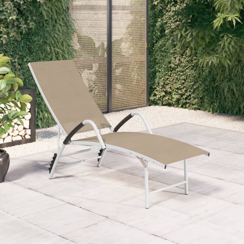 Chaise longue Textilène et aluminium Crème Chaise longue Textilène et aluminium Crème