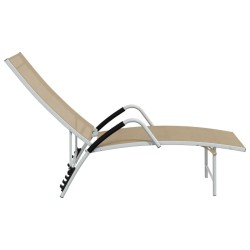 Chaise longue Textilène et aluminium Crème 