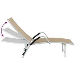 Chaise longue Textilène et aluminium Crème 
