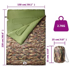 Sac de couchage double et oreillers adultes camping 3-4 saisons 