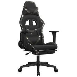Chaise de jeu avec repose-pied Noir et camouflage Similicuir 