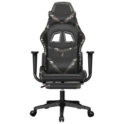 Chaise de jeu avec repose-pied Noir et camouflage Similicuir 